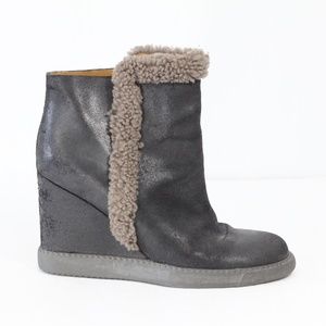 See by Chloe Wedge Boots Women Fashion Booties Eu 40 Shearling trim